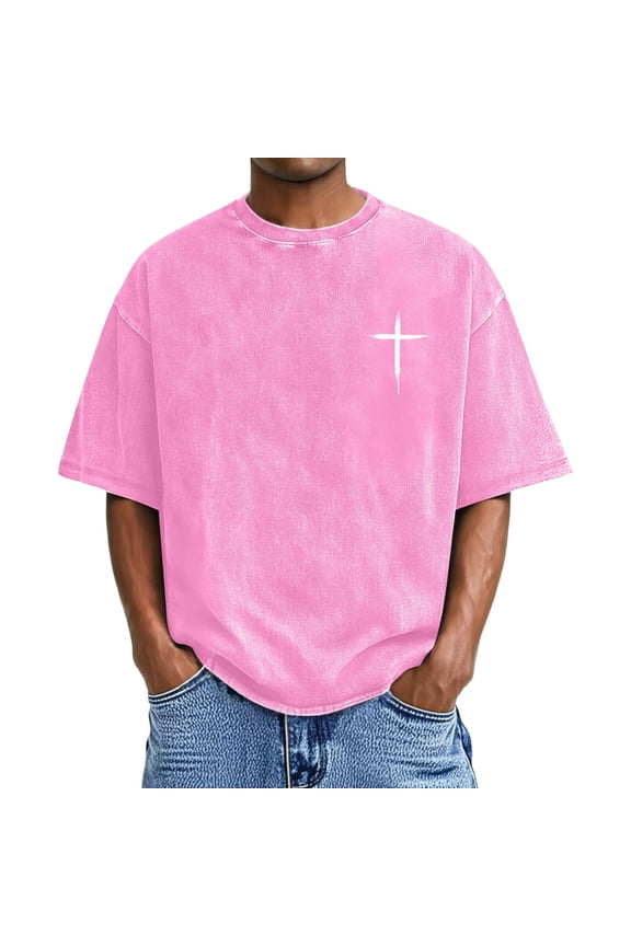 Mens Tshirts Short Sleeve Tee Soft Comfortable Casual Crew Neck Classic Fit Breathable Men Shirts Pink M