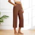 thumbnail image 1 of BUWTTER Pants for Women Casual Blend High Waist Wide Leg Cropped Trousers Loose Comfortable Fashionable Womens Slacks Coffee L, 1 of 5