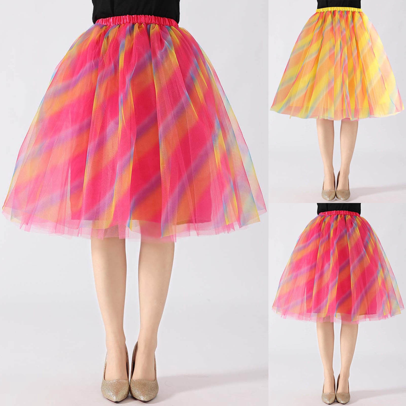 BUWTTER Skirts for Women Mesh Tutu Flowy Party Casual Beachwear Spring ...