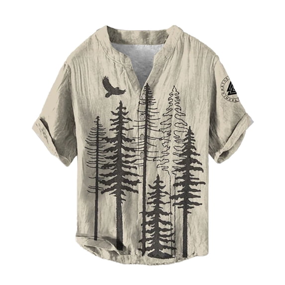 BUWTTER Tshirts Shirts for Men Graphic Print Norse Mythology Tee Casual Short Sleeve Comfortable Blend Top Mens Shirts Khaki L