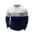 thumbnail image 1 of BUWTTER Tshirts Shirts for Men Long Sleeve Color Block Tee Comfortable Casual Top Round Neck Spring Fall Men's Shirts Blue L, 1 of 3