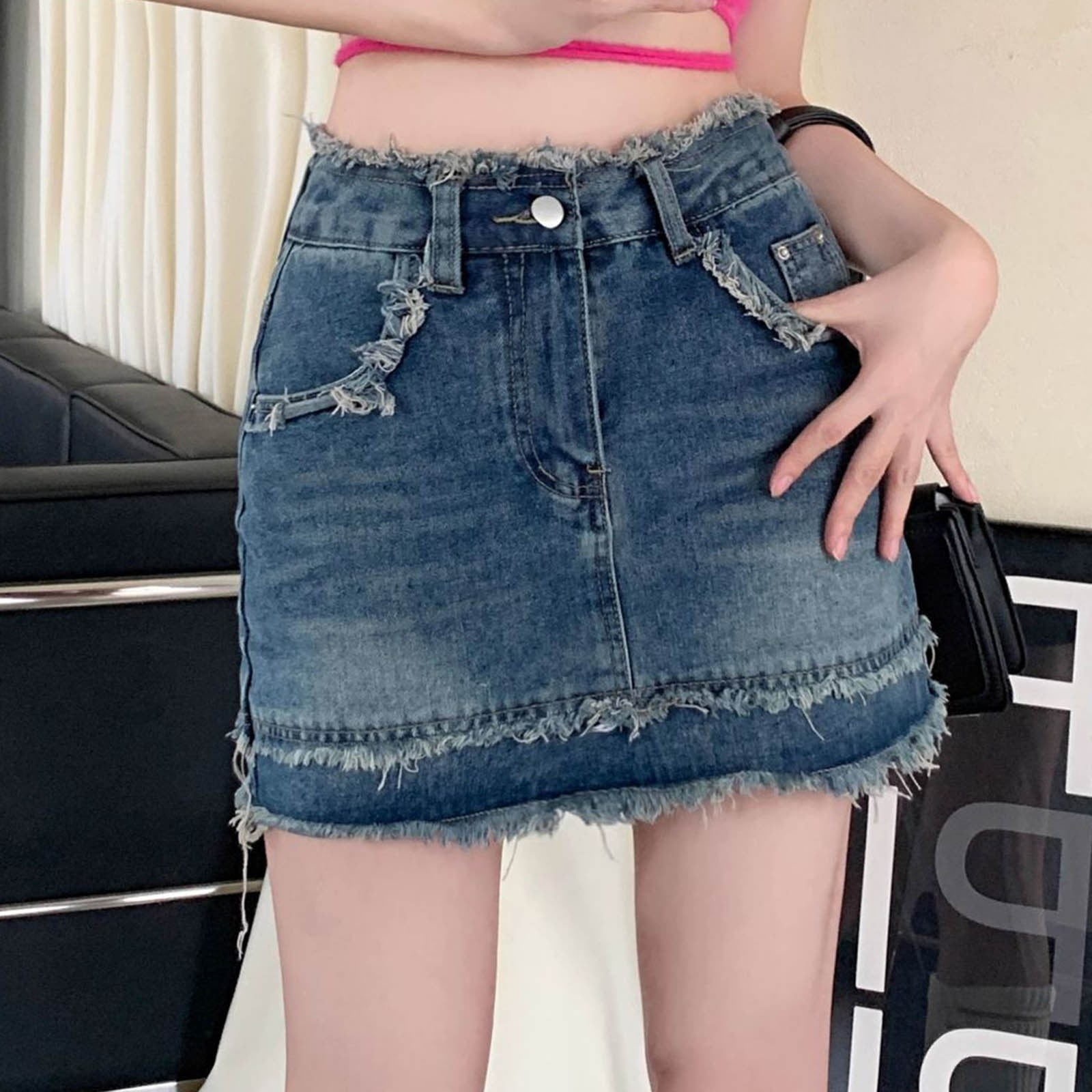 BUWTTER Women's Skirts Casual Mini Daily Wear Vacation Pure Color A ...