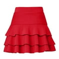 thumbnail image 1 of BUWTTER Womens Skirts High Waist Elastic Layered with Built In Shorts Summer Mini Casual A Line Pleated Red Skirt M, 1 of 3