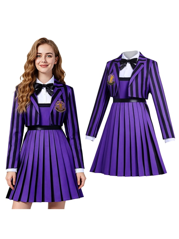 Enid Sinclair Costume for Women Aldult Addams Purple Blazer Jacket Dress Halloween Cosplay Outfits