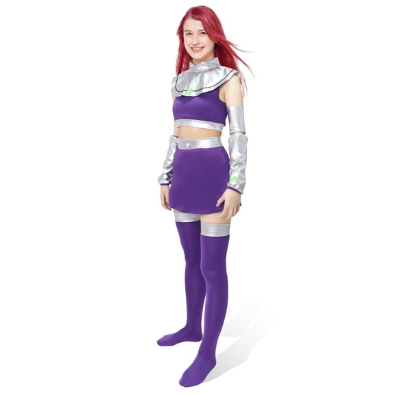 BUXULYP Starfire Costume Halloween Cosplay Costumes for women Masquerade Party Anime Cosplay Prop