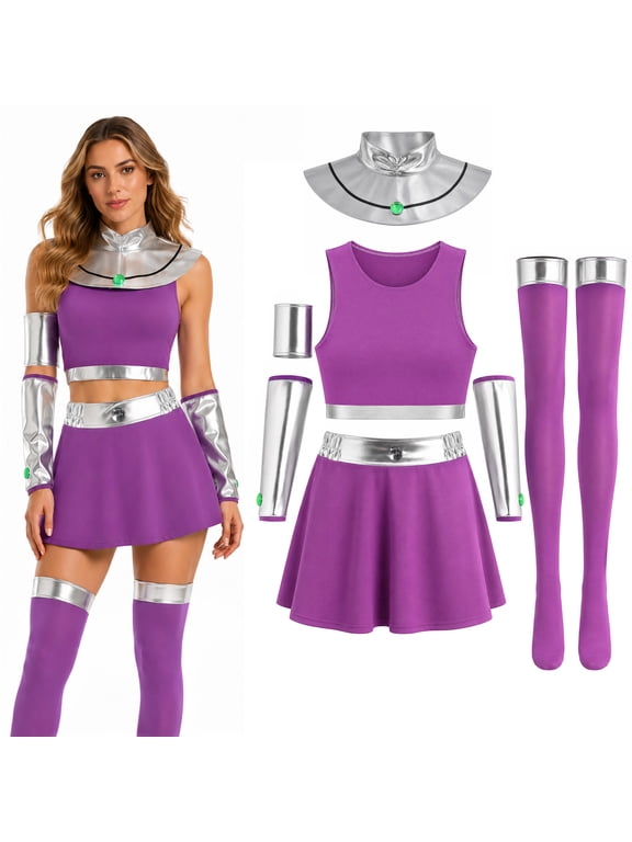 Starfire Costume Halloween Cosplay Costumes for women Masquerade Party Anime Cosplay Prop