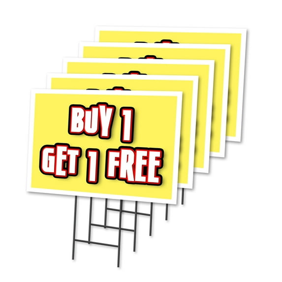 BUY 1 GET 1 FREE 5 Pack Of 12" x 16" Yard Sign & Stake | Advertise Your Business | Stake Included Image On Both Sides | Made in The USA