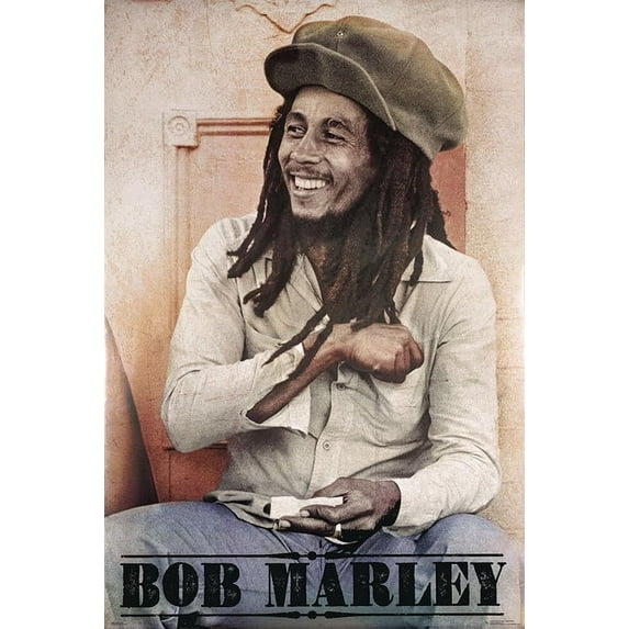 BUY ART FOR LESS Officially Licensed Bob Marley Spliff Roller 24 x 36 Inch Art Poster - Decorative Print - Poster Paper - Ready to Frame