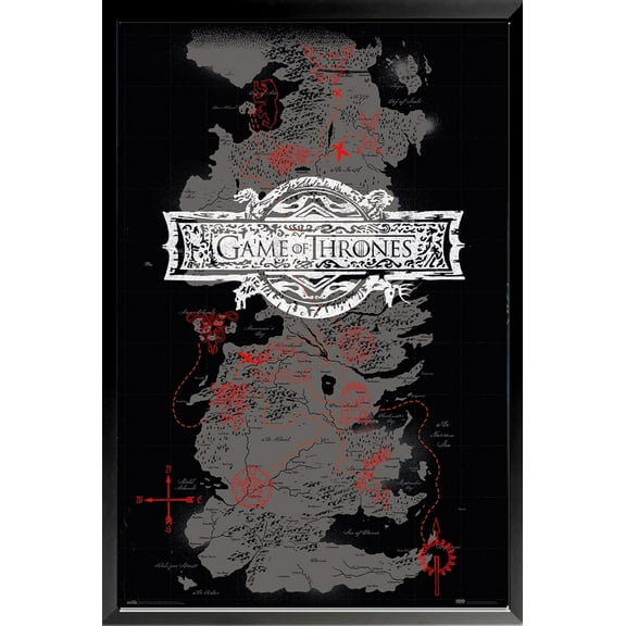 BUY ART FOR LESS Officially Licensed Framed Game of Thrones Map 36 x 24 TV Show Art Print Poster