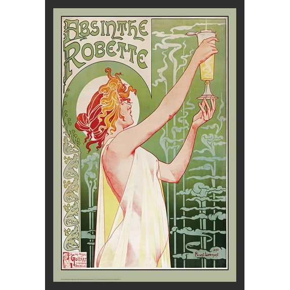 BUY ART FOR LESS Officially Licensed Absinthe Robette Vintage Art Nouveau Framed Art Poster - 24 x 36 Inch - Sturdy Engineered Wood Frame with Plexi Glass - Ready To Hang