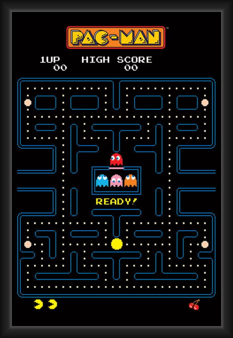 BUY ART FOR LESS Officially Licensed Pac Man - Maze - Framed Art Poster ...