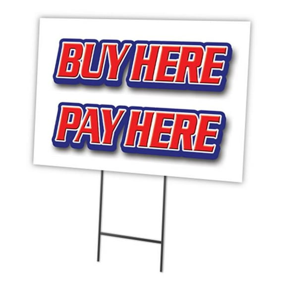 BUY HERE PAY HERE 12"x16" Yard Sign & Stake outdoor plastic window | Advertise Your Business | Stake Included Image On Front Only | Made in The USA