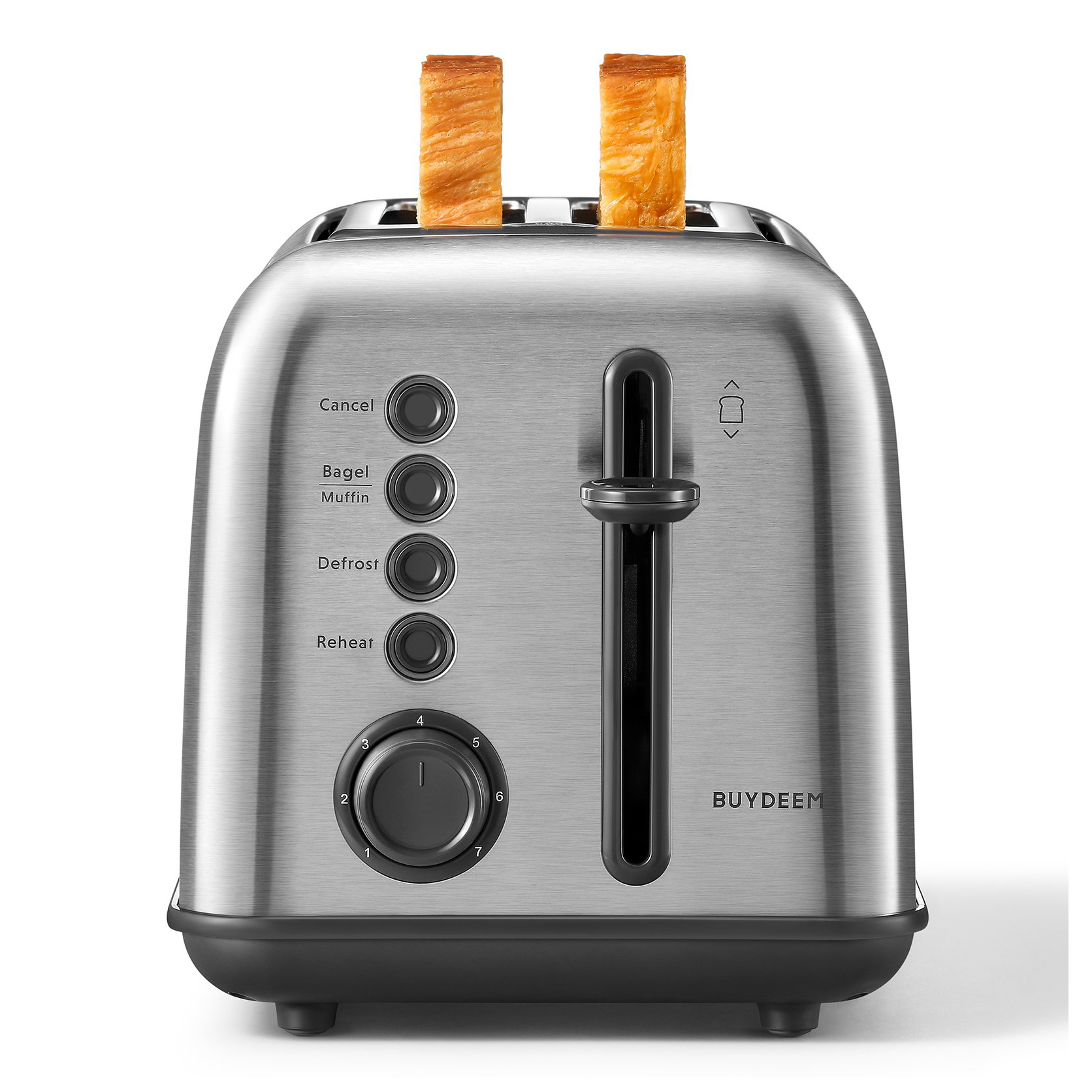 BUYDEEM 2Slice Toaster, Extra Wide Slots, Retro Stainless Steel