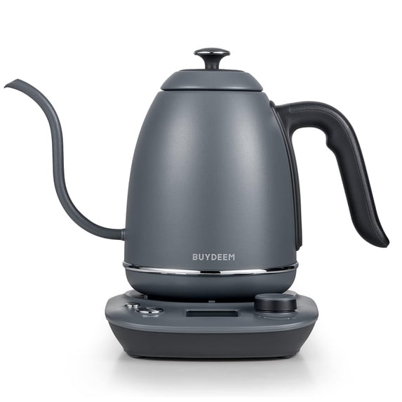 BUYDEEM Gooseneck Electric Pour-Over Kettle, Stainless Steel Coffee Tea Kettle with Variable Temperature Control, Ink Grey