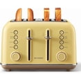 thumbnail image 1 of BUYDEEM Retro Stainless Steel 4-Slice Toaster, Wide Slots, High Lift Lever, Bagel & Muffin Function, Removable Crumb Tray, 7 Toasting Levels, Mellow Yellow, 1 of 6