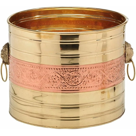 BUYERWELL Copper Brass Decorative Planter (Diameter 9 inch x Height 9 inch) Home Decor, Garden