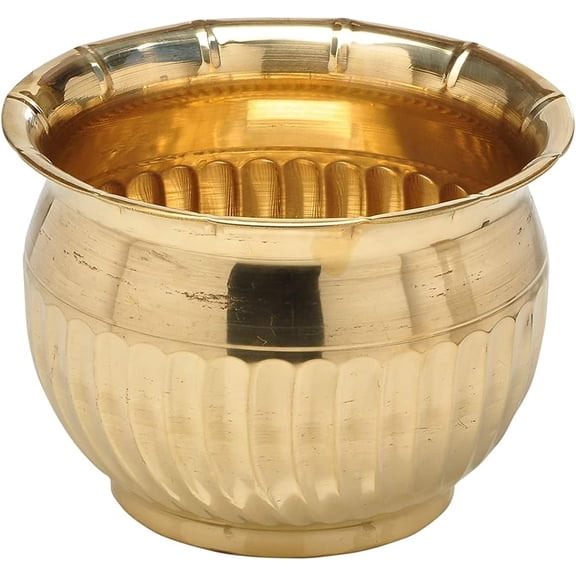 BUYERWELL Decorative Round Brass Planter (Diameter 7 Inch X Height 4.5) Home Decor,Garden