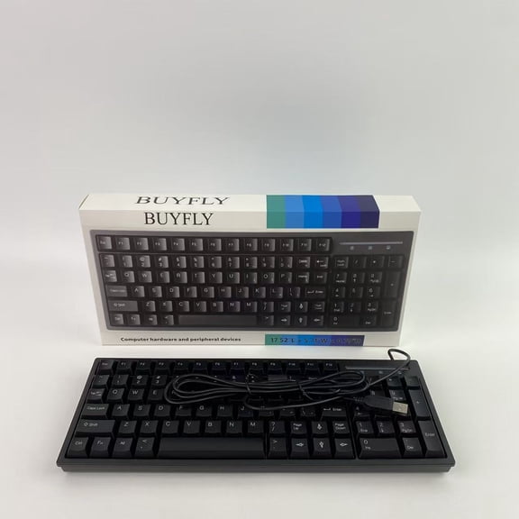 BUYFLY Computer hardware and peripheral devices,Ultra-Slim Compact USB Wired Keyboard for Mac and PC (Black) (1PCS)