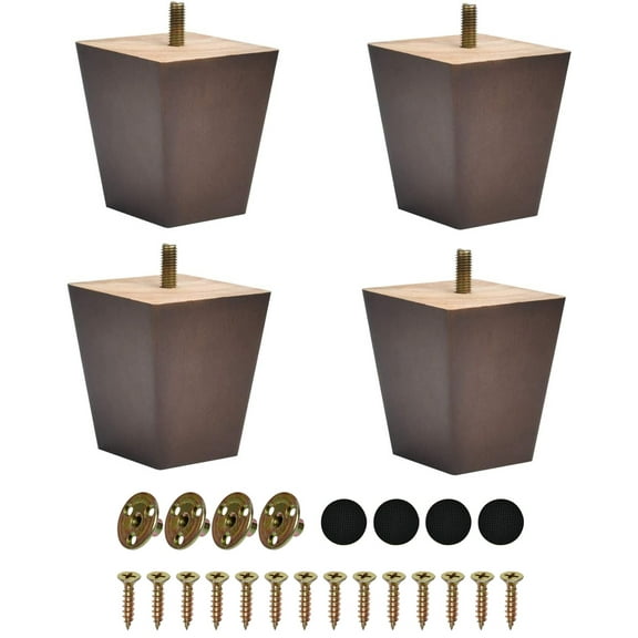BUYGOO 3inch Wood Furniture Legs Sofa Legs Square Couch Legs - Set of 4