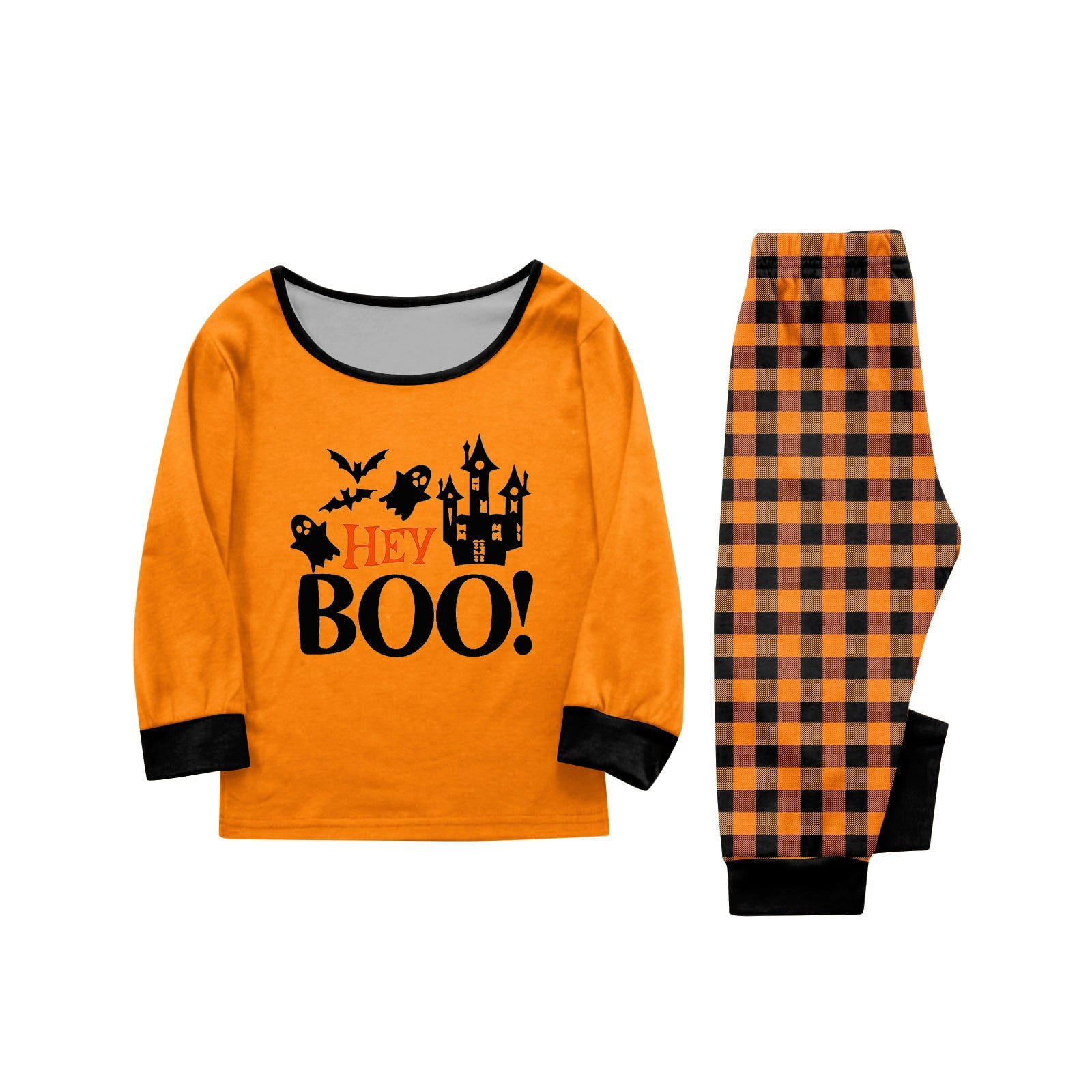 BUYHO Family Halloween Costumes Family Pajamas Matching Sets Halloween Pumpkin Sleepwear for Baby Adults and Kids Holiday PJS Set Kids 8 Years