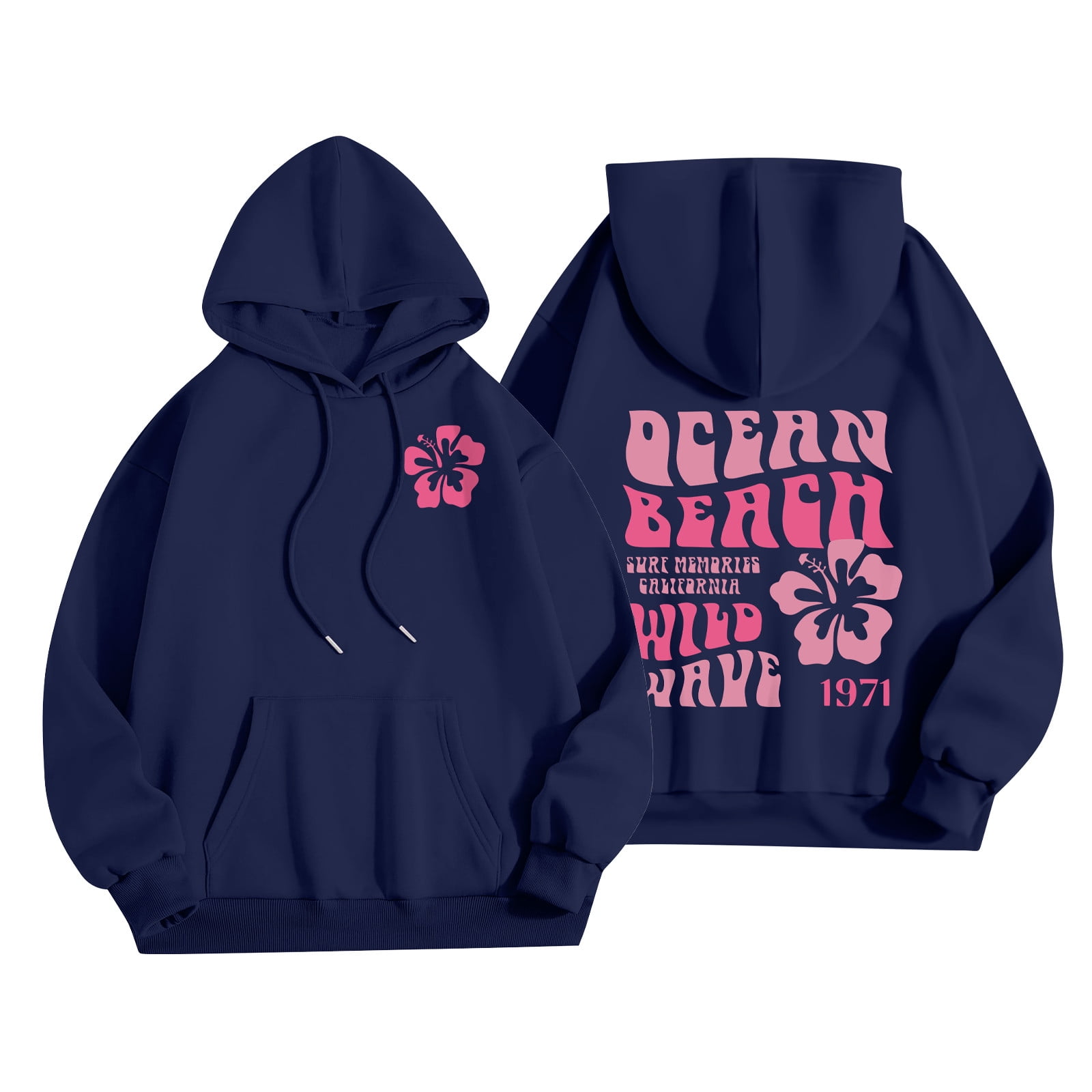 Women's Oversized Graphic Hoodie - Y2K Preppy Sweatshirt, Long Sleeve Hooded Pullover, Loose Aesthetic Top