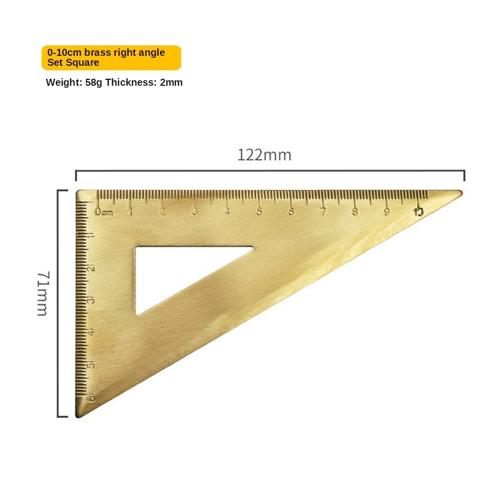 BUYISI 1 Pc Brass Ruler Mini Retro Triangle Ruler Protractor Measure ...
