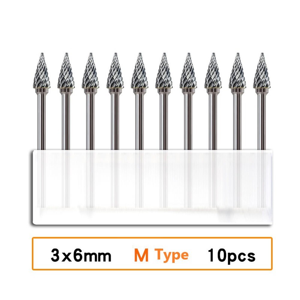 BUYISI 10PCS 3mm Shank Tungsten Carbide Burrs Rotary Drill Grinder ...