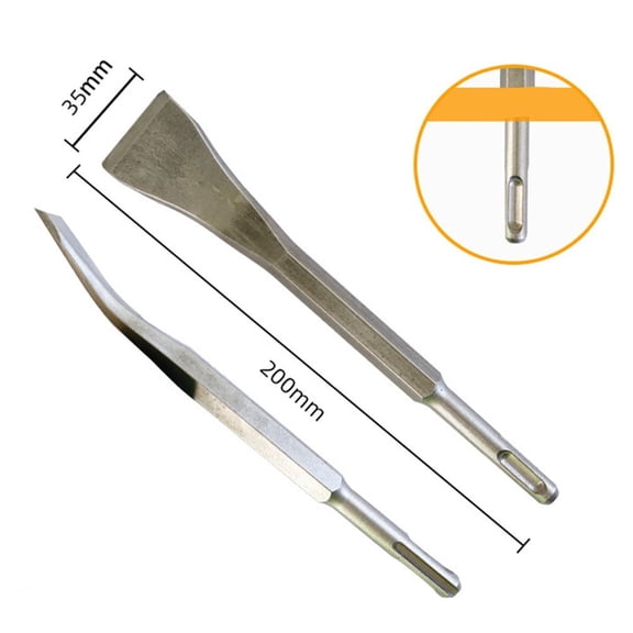 BUYISI 1PC Chisel Bits SDS-PLUS Round Handle Shank for Electric Hammer 45# Carbon Steel 14×200×35mm