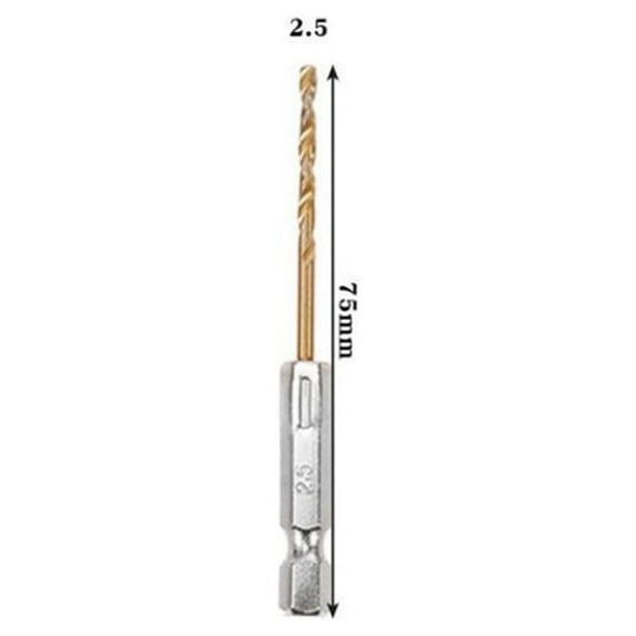 BUYISI 1pc HSS High Speed Steel Titanium Coated Drill Bit 1/4 Hex Shank 1.5mm-6.5mm 2.5mm