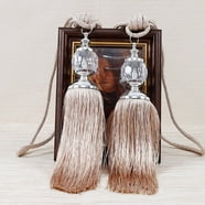 BalsaCircle 4 Gold Rhinestone Mesh Velcro Curtain Tie Backs Backdrop ...