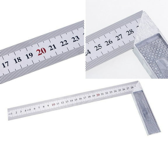 BUYISI 30cm Stainless Steel Right Angle Measuring Rule Tool Square Ruler 0-12 Inches Woodworking Tools Herramientas Holzbearbeitung