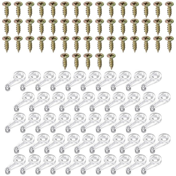 BUYISI 50Set Glass Retainer Clips Kit, 25mm Plastic Glass Cabinet Clips with Screws
