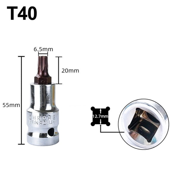BUYISI 55mm Hex T-Shaped Screwdriver Socket Bit 1/2 Electric Wrench Socket Set single pack T40