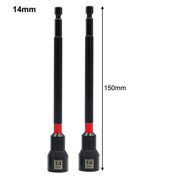 BUYISI 6/8/10/12/14mm Socket Wrench With Magnetic 150mm Length Magnetic Hex Nut Driver Drill Bit Adapter Socket Wrench Extension Sleeve 2PCS 14mm
