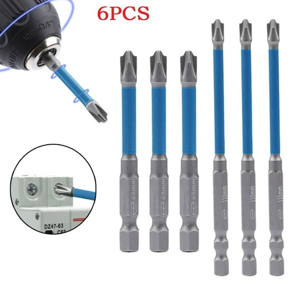 BUYISI 6pcs/set Magnetic Special Slotted Cross Screwdriver Bit 65/110mm FPH2 Electrician Tool Rust Proof For Socket Switch