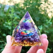 BUYISI Amethyst Crystal Healing Orgonite Pyramid Obsidians Chakra Energy Orgone Stones