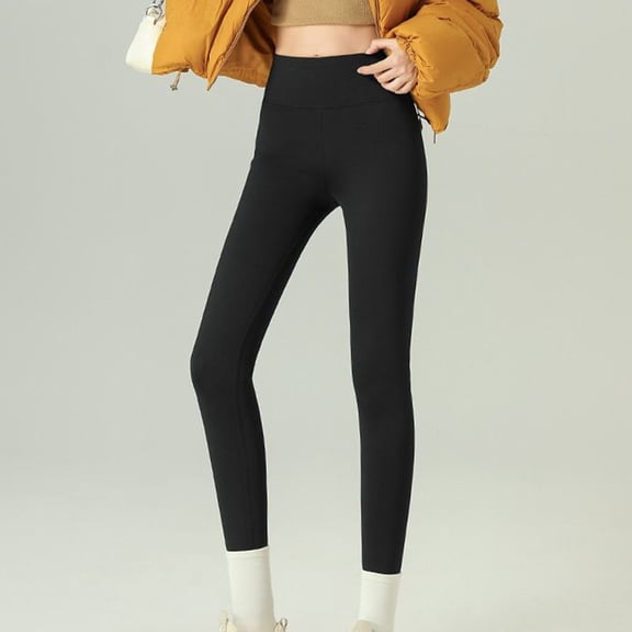 BUYISI Basic Sharkskin Leggings Women High Waistband 3 Colors Sports Fitness Pants Black L