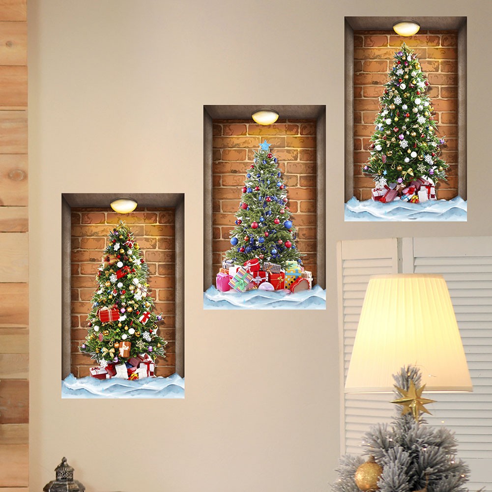 BUYISI Christmas Tree Gifts Christmas Holiday Decoration Wall Stickers