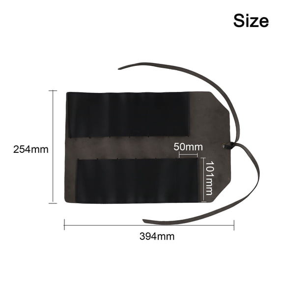 BUYISI Classic Leather Tool Roll Bag for Compact and Organized Hardware Storage Black