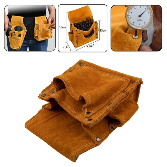 BUYISI Cowhide Drill Holster Electric Waist Tool Bag Tool For Screws Nails Drill Bit