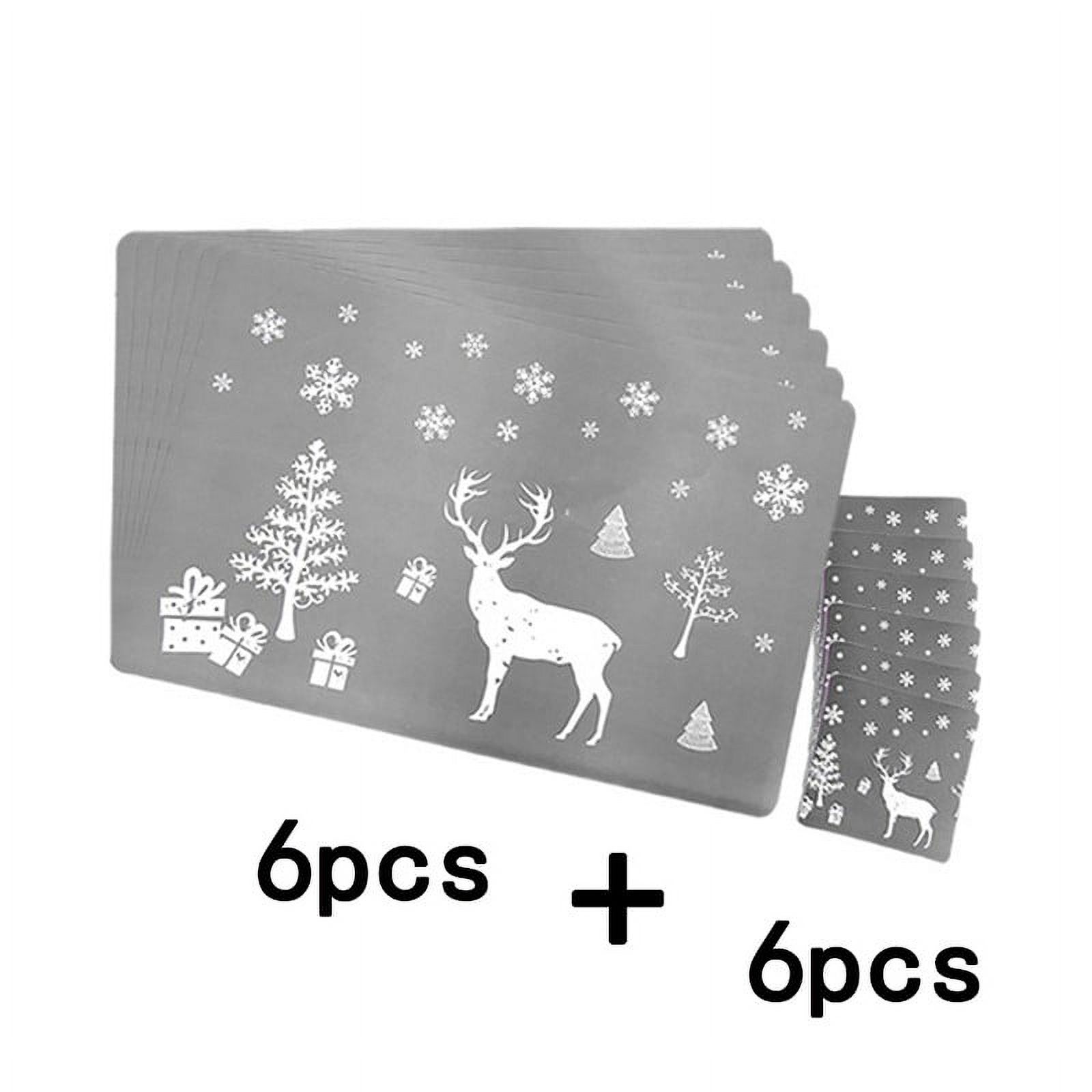 BUYISI Creative Christmas PVC Ptinted 6 Place Mats+6 Cup Mats Coasters