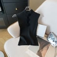 thumbnail image 1 of BUYISI Hot Girl Red Flower Hollow Vest Suspender Women Summer Slim Knitted Short Top Black, 1 of 1