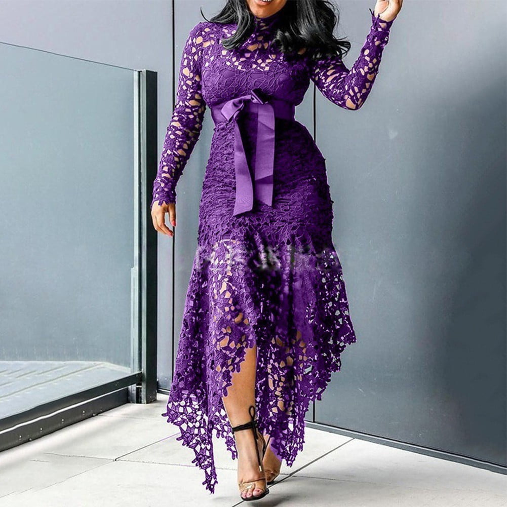 Plus size purple party hot sale dress