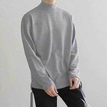 BUYISI Mens Elasticity Turtleneck Pullover Long Sleeve Tops T-Shirt Undershirt Light Gray L