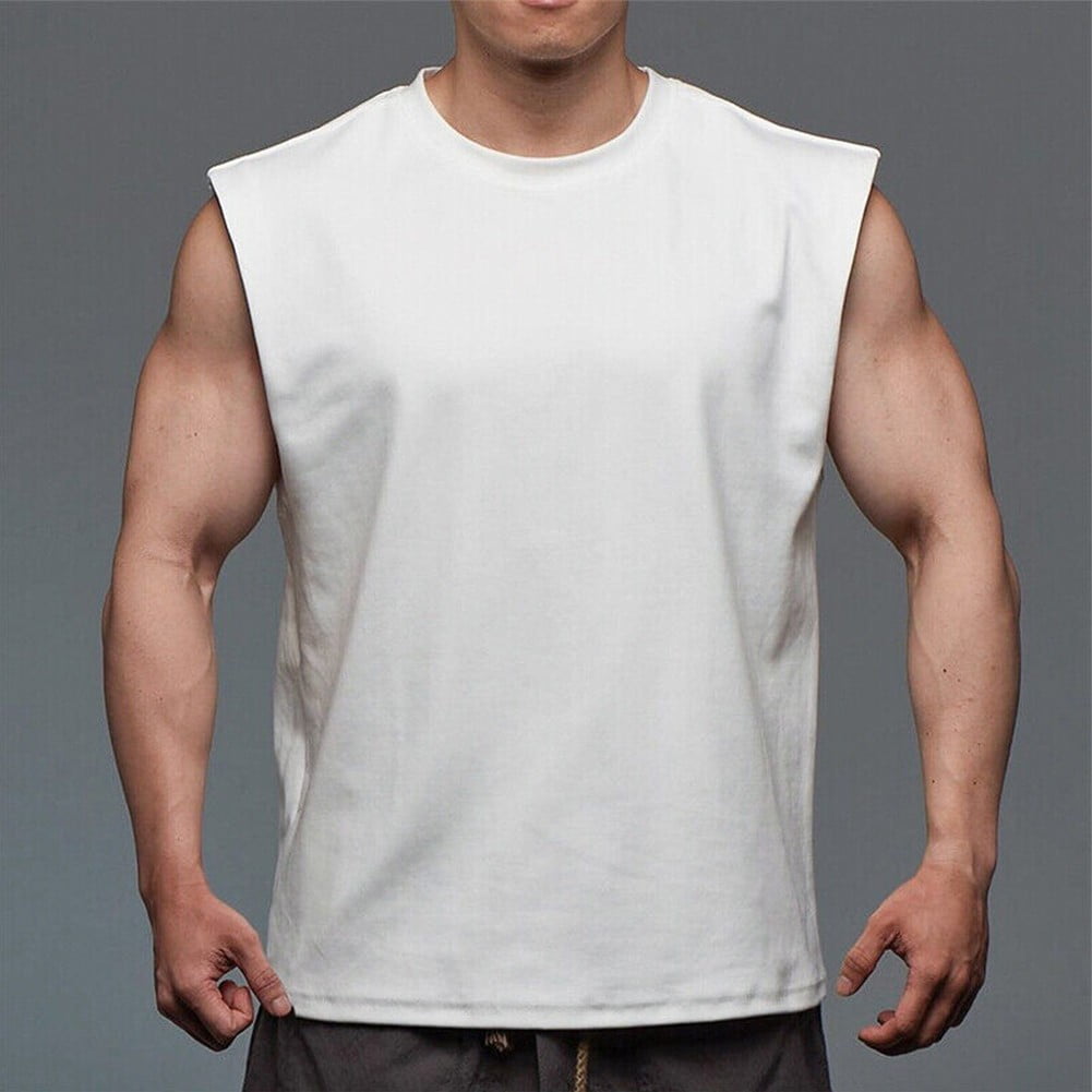 Plain white shop muscle tee