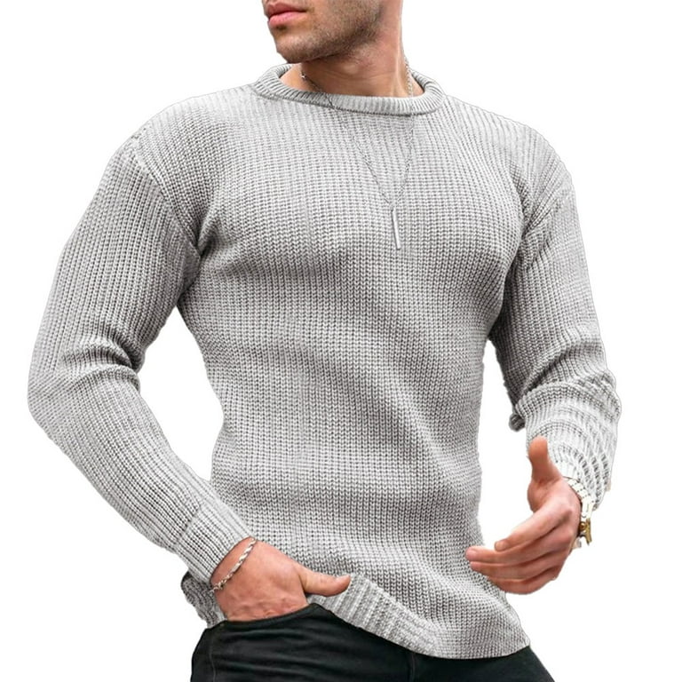 BUYISI Mens Long Sleeve Waffle Thermal Shirt Tee Crew Neck Layering Color  Size NEW Top Light gray XL