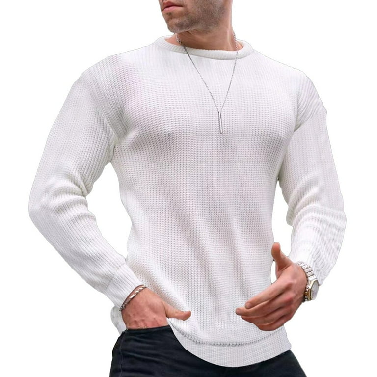 White long top sleeve waffle shirt