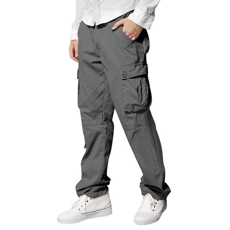 BUYISI Mens Multi-pocket Loose Cargo Trousers Heavy Duty BUYISI Mens Multi-pocket Loose Cargo Trousers Heavy Duty