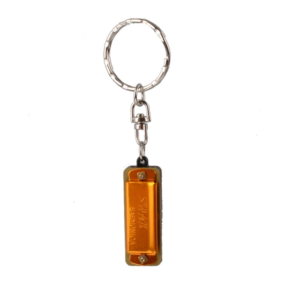BUYISI Mini Harmonica Keychain Key 4 Holes 8 Tone Small Woodwind