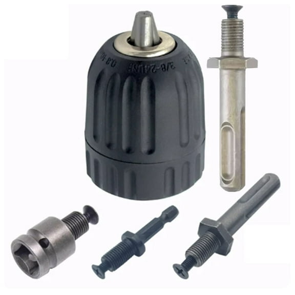 BUYISI Quick Change Keyless Drill Chuck Adapter Precision 3 Jaw Design 5PCS Set